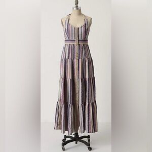 Anthropologie | Maeve | Rainbow Striped Maxi Dress |  size 4 | pockets